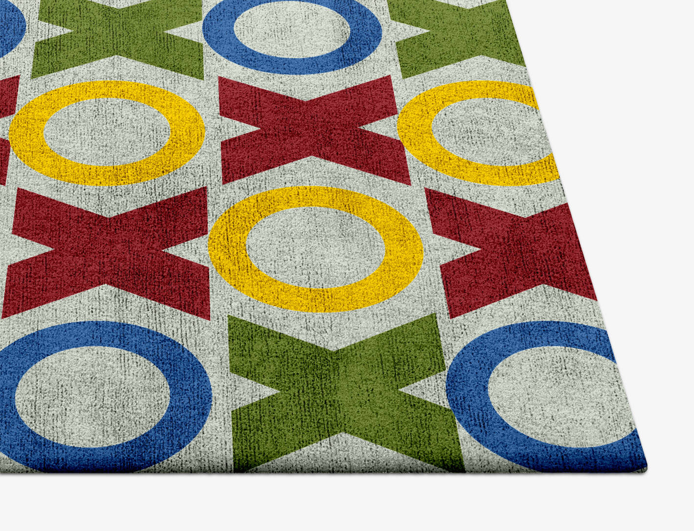 Tictactoe Kids Square Hand Tufted Bamboo Silk Custom Rug by Rug Artisan