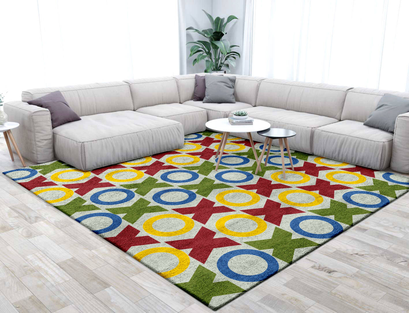 Tictactoe Kids Square Hand Tufted Bamboo Silk Custom Rug by Rug Artisan