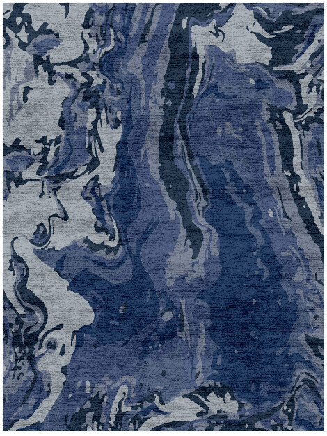 Tides Surface Art Rectangle Hand Knotted Bamboo Silk Custom Rug by Rug Artisan