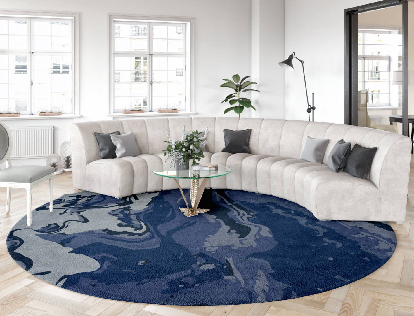 Tides Surface Art Round Hand Tufted Pure Wool Custom Rug by Rug Artisan