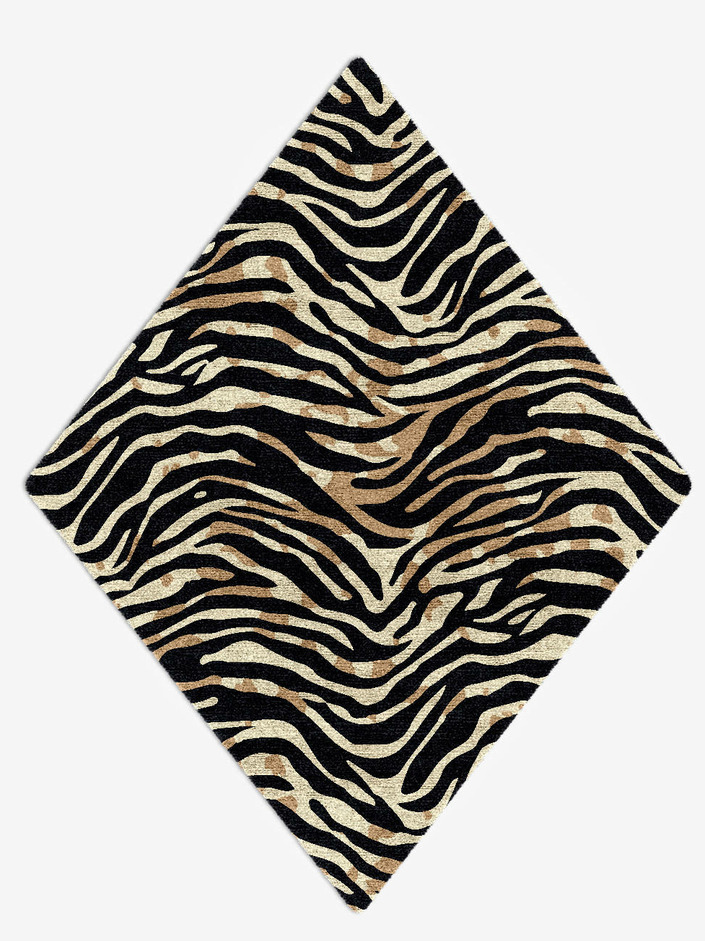 Tiger Stripes Animal Prints Diamond Hand Knotted Bamboo Silk Custom Rug by Rug Artisan