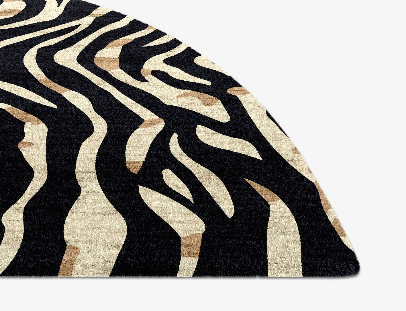 Tiger Stripes Animal Prints Halfmoon Hand Knotted Bamboo Silk Custom Rug by Rug Artisan