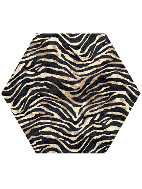 Tiger Stripes Animal Prints Hexagon Hand Knotted Bamboo Silk Custom Rug by Rug Artisan
