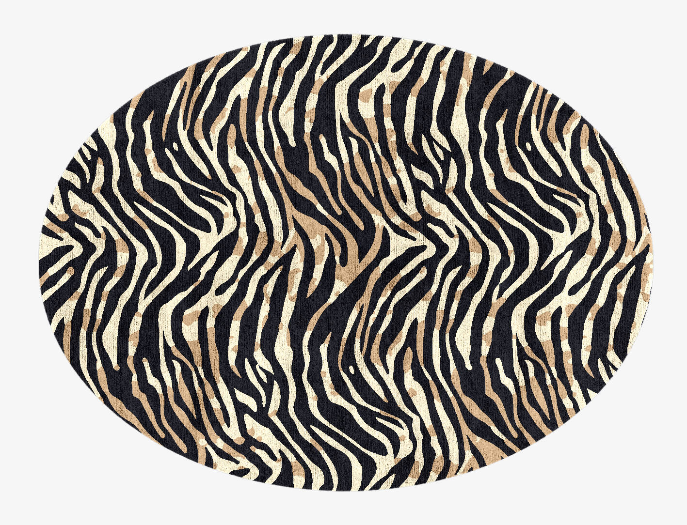 Tiger Stripes Animal Prints Oval Hand Knotted Bamboo Silk Custom Rug by Rug Artisan