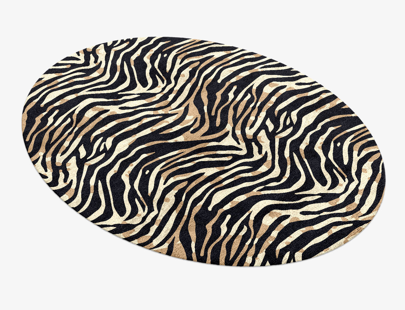 Tiger Stripes Animal Prints Oval Hand Knotted Bamboo Silk Custom Rug by Rug Artisan