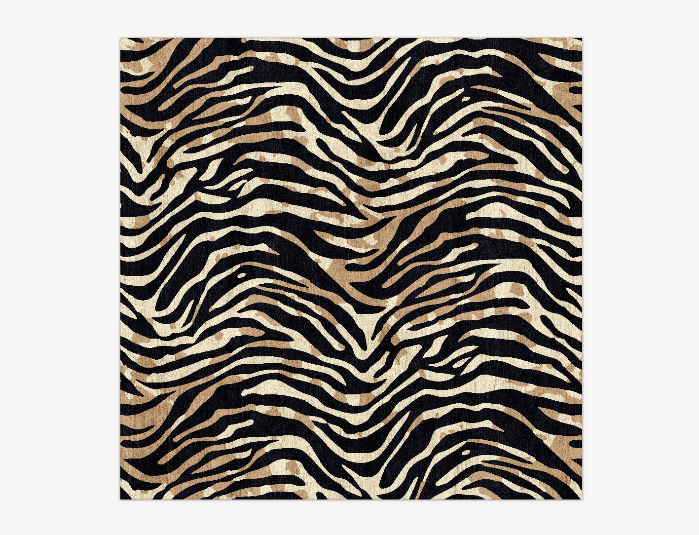 Tiger Stripes Animal Prints Square Hand Knotted Bamboo Silk Custom Rug by Rug Artisan