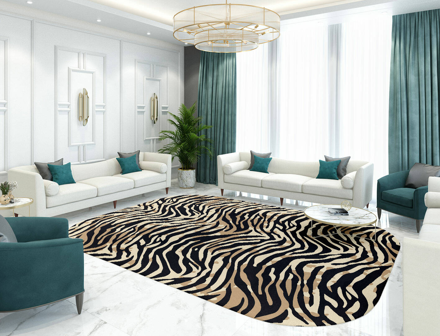 Tiger Stripes Animal Prints Oblong Hand Tufted Pure Wool Custom Rug by Rug Artisan