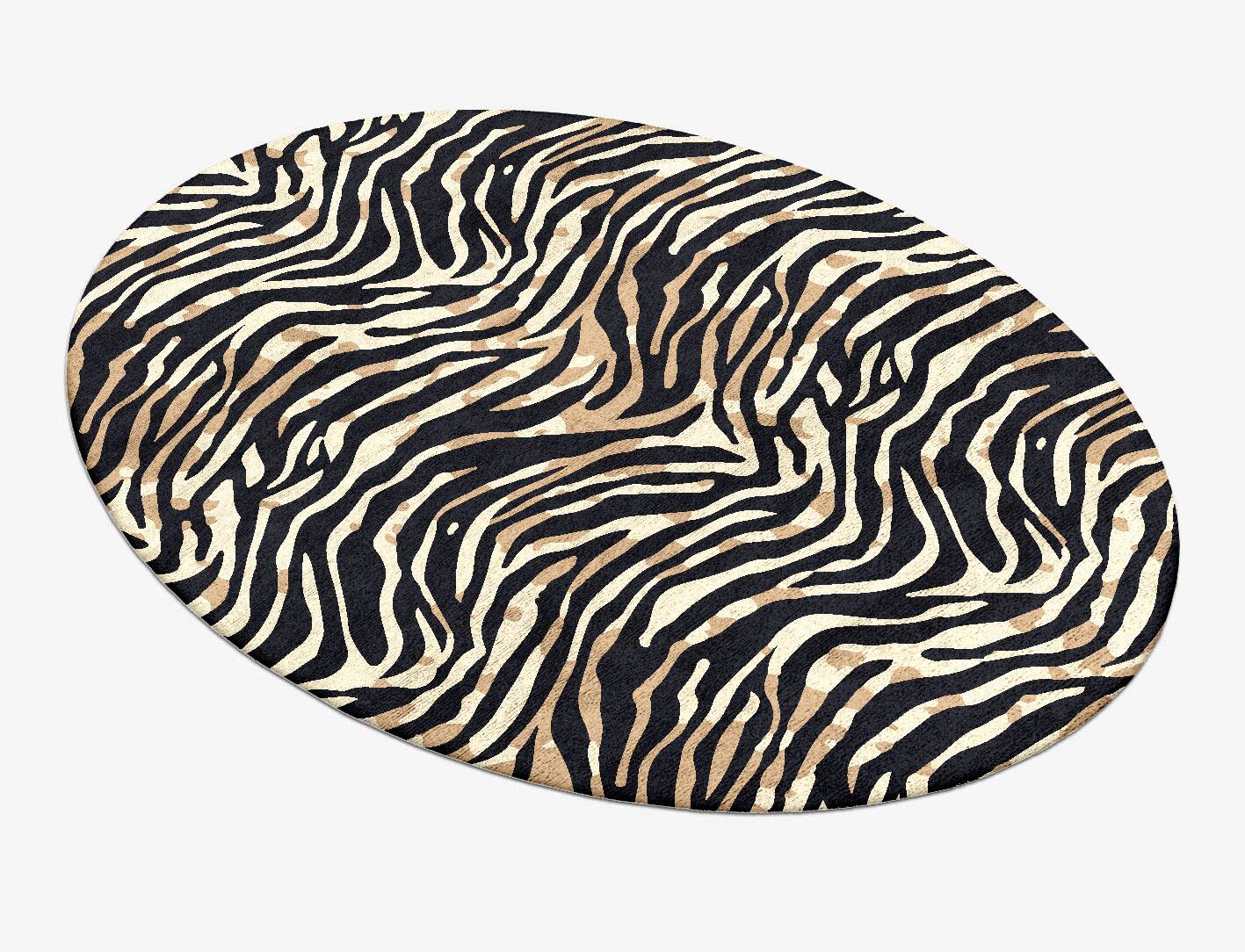 Tiger Stripes Animal Prints Oval Hand Tufted Bamboo Silk Custom Rug by Rug Artisan