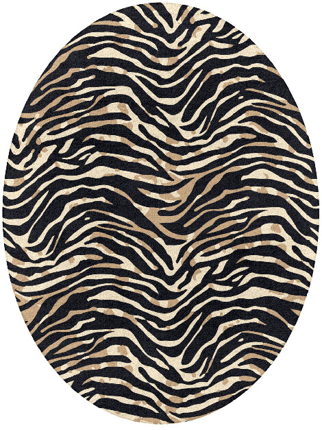 Tiger Stripes Animal Prints Oval Hand Tufted Pure Wool Custom Rug by Rug Artisan
