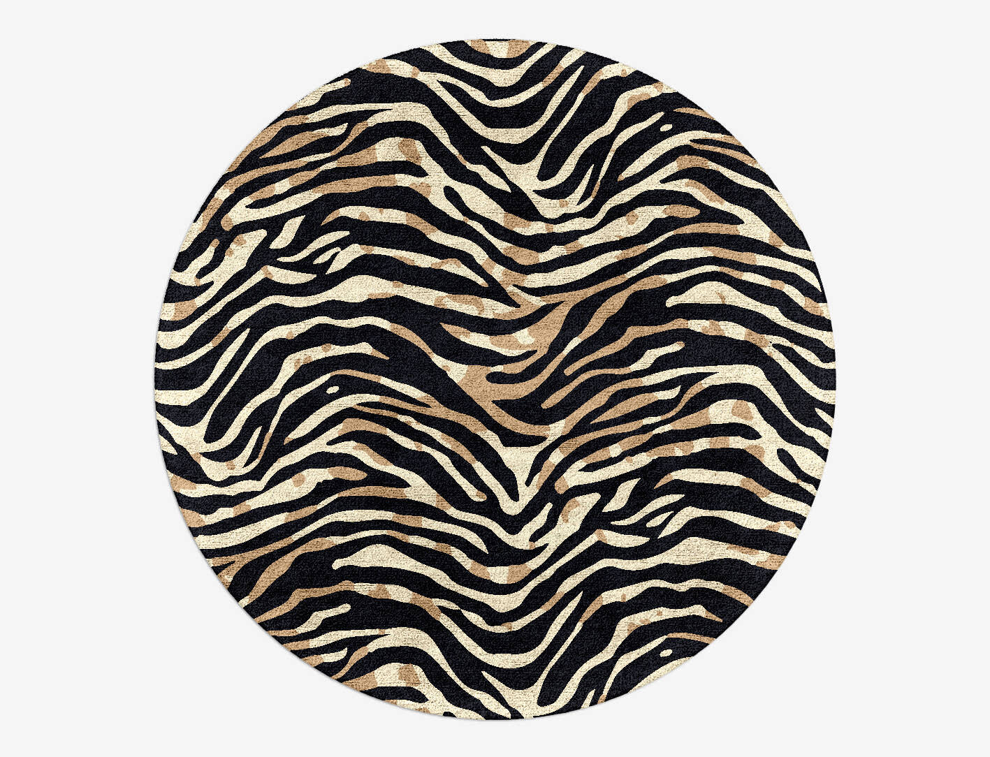 Tiger Stripes Animal Prints Round Hand Tufted Bamboo Silk Custom Rug by Rug Artisan