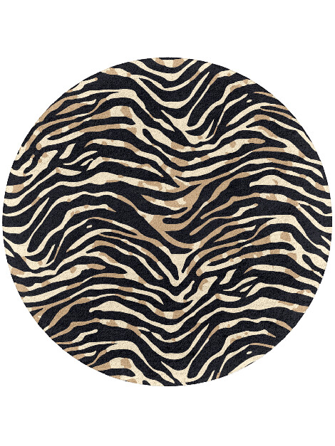 Tiger Stripes Animal Prints Round Hand Tufted Pure Wool Custom Rug by Rug Artisan