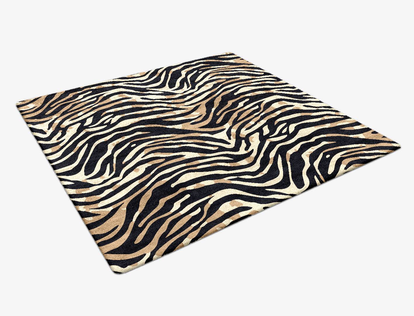 Tiger Stripes Animal Prints Square Hand Tufted Bamboo Silk Custom Rug by Rug Artisan