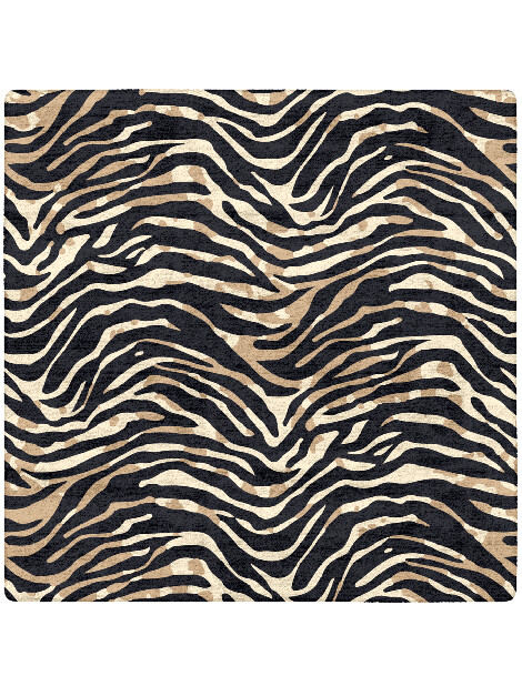 Tiger Stripes Animal Prints Square Hand Tufted Bamboo Silk Custom Rug by Rug Artisan