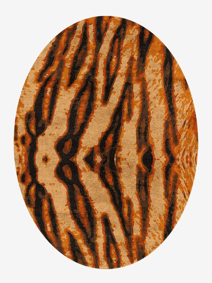 Tigger Animal Prints Oval Hand Knotted Bamboo Silk Custom Rug by Rug Artisan