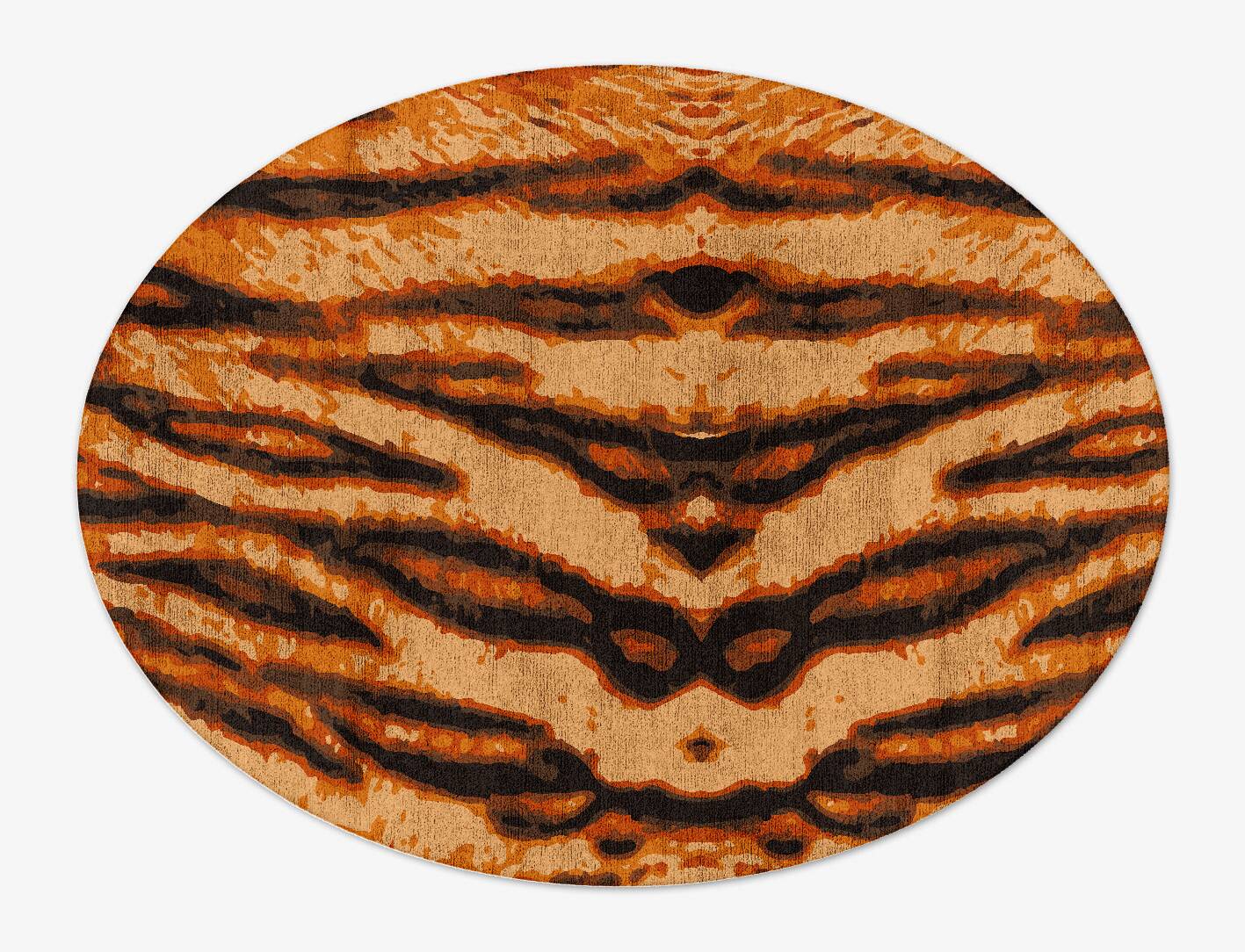 Tigger Animal Prints Oval Hand Tufted Bamboo Silk Custom Rug by Rug Artisan