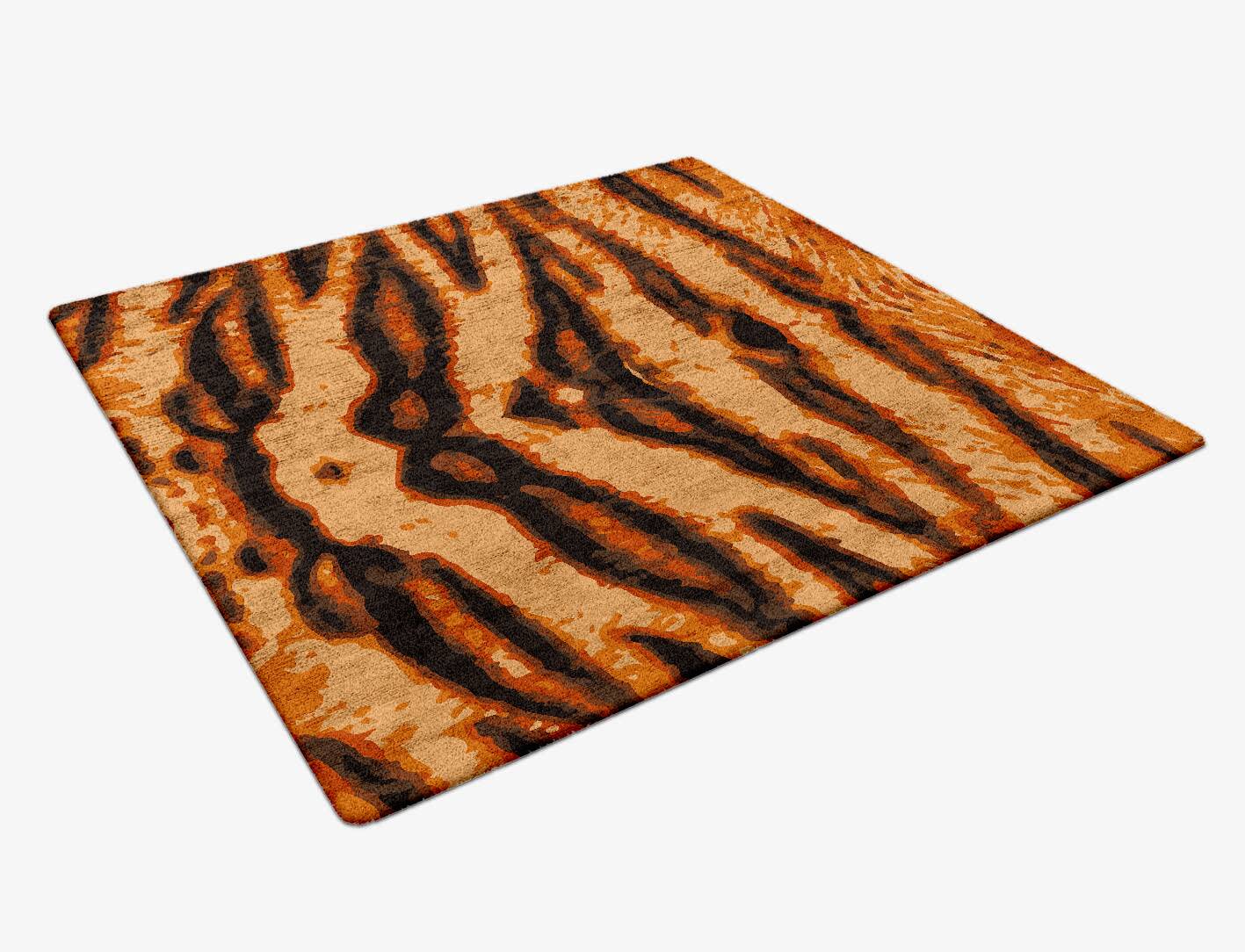 Tigger Animal Prints Square Hand Tufted Bamboo Silk Custom Rug by Rug Artisan