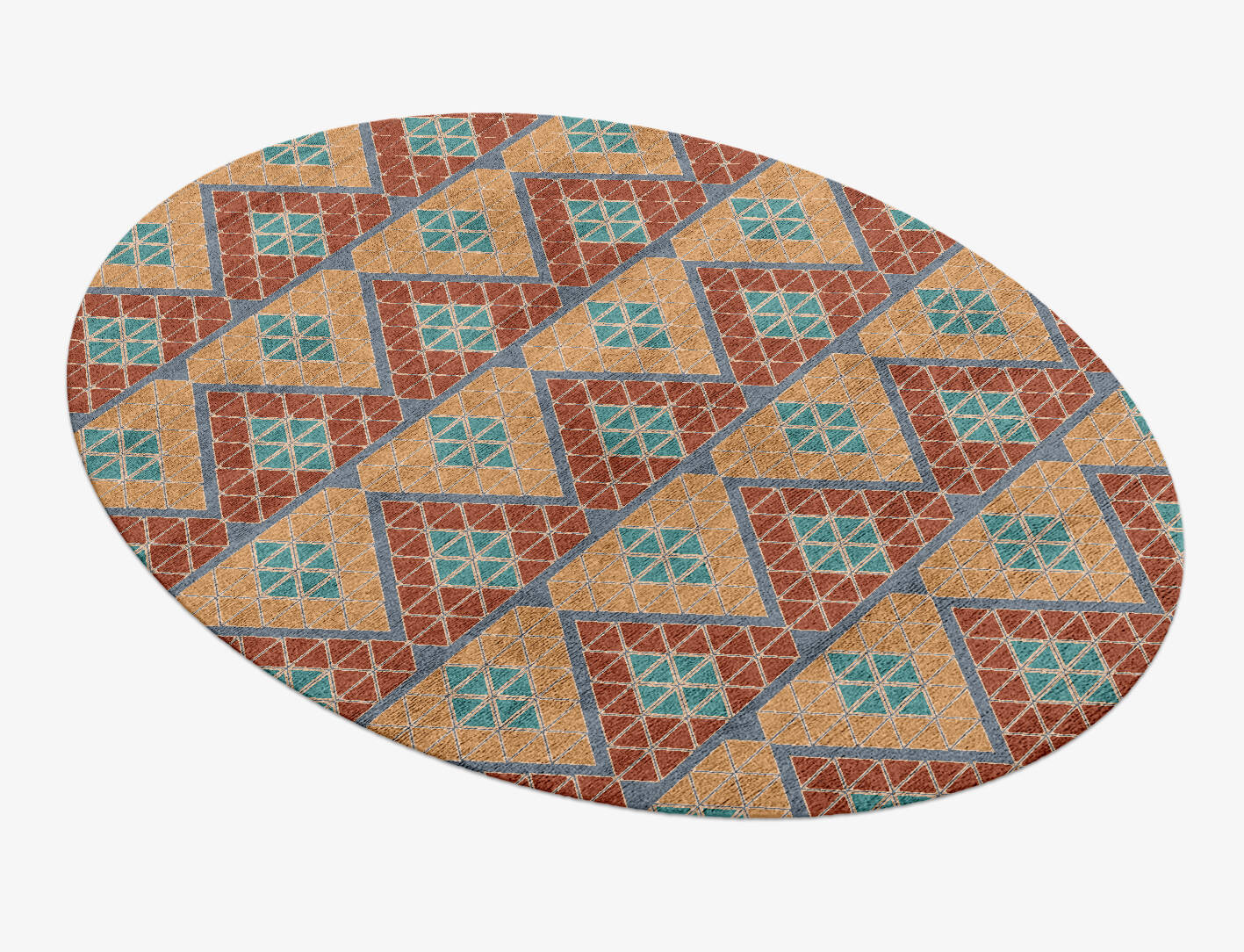 Tiles Modern Geometrics Oval Hand Knotted Bamboo Silk Custom Rug by Rug Artisan