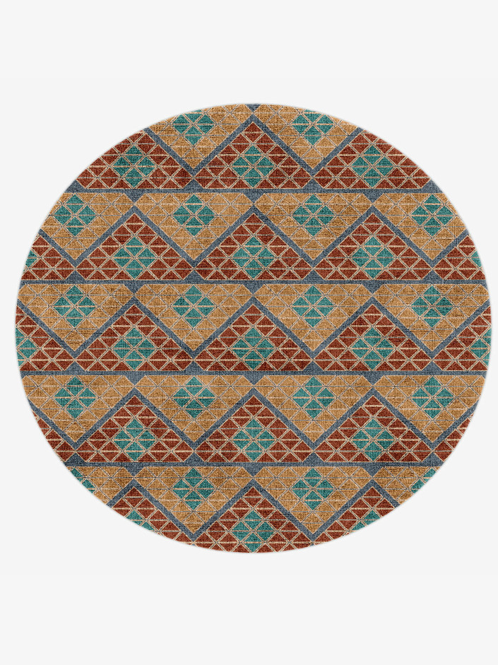 Tiles Modern Geometrics Round Hand Knotted Bamboo Silk Custom Rug by Rug Artisan