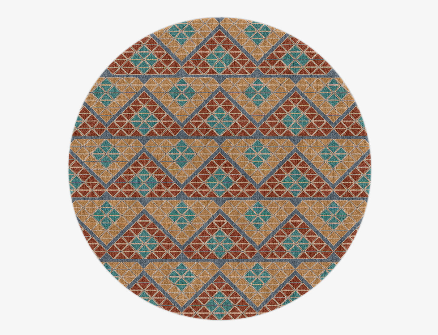 Tiles Modern Geometrics Round Hand Knotted Tibetan Wool Custom Rug by Rug Artisan