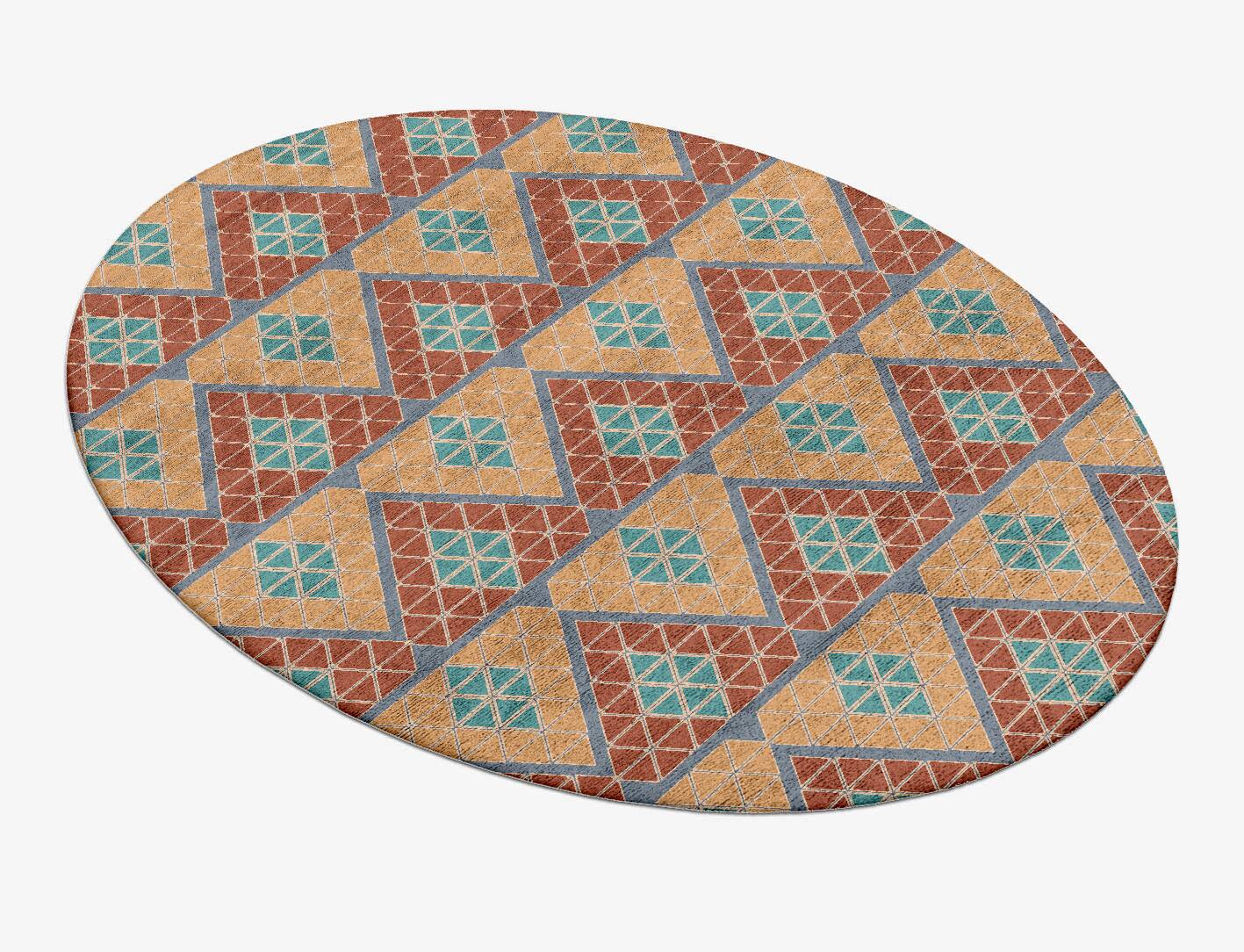 Tiles Modern Geometrics Oval Hand Tufted Bamboo Silk Custom Rug by Rug Artisan