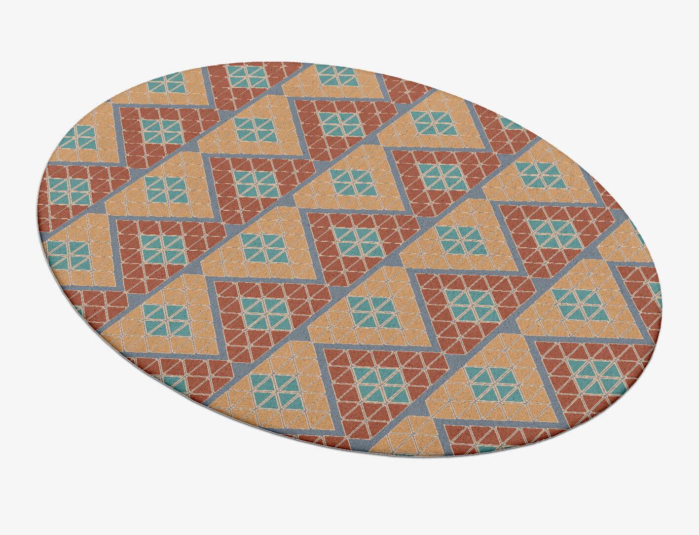 Tiles Modern Geometrics Oval Hand Tufted Pure Wool Custom Rug by Rug Artisan
