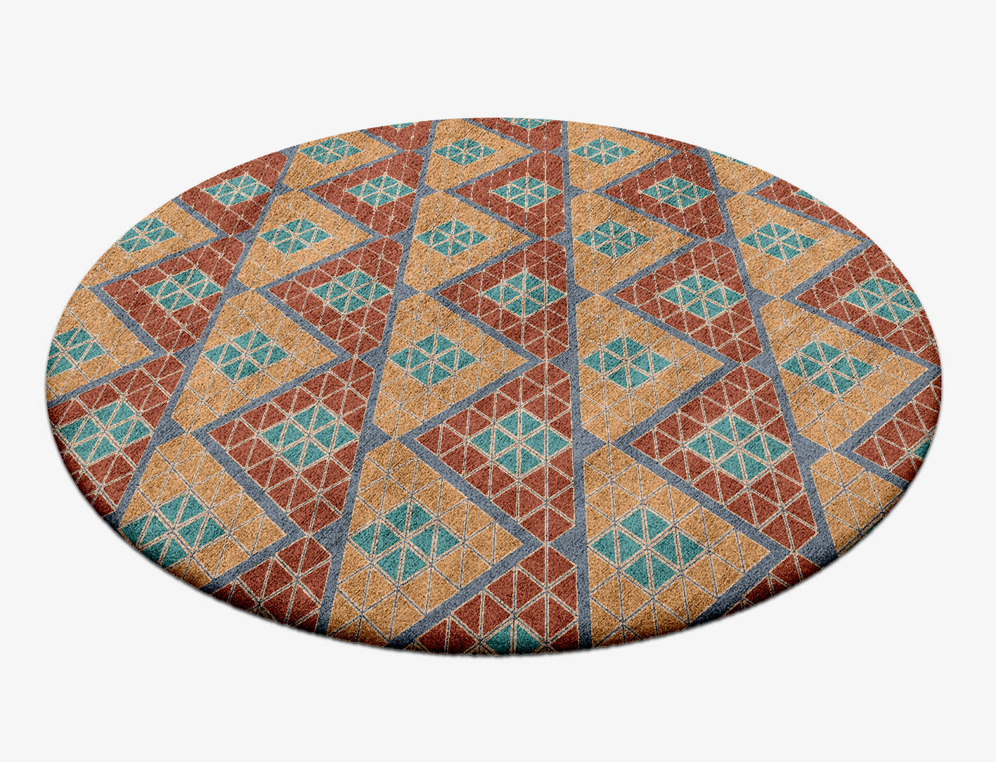 Tiles Modern Geometrics Round Hand Tufted Bamboo Silk Custom Rug by Rug Artisan