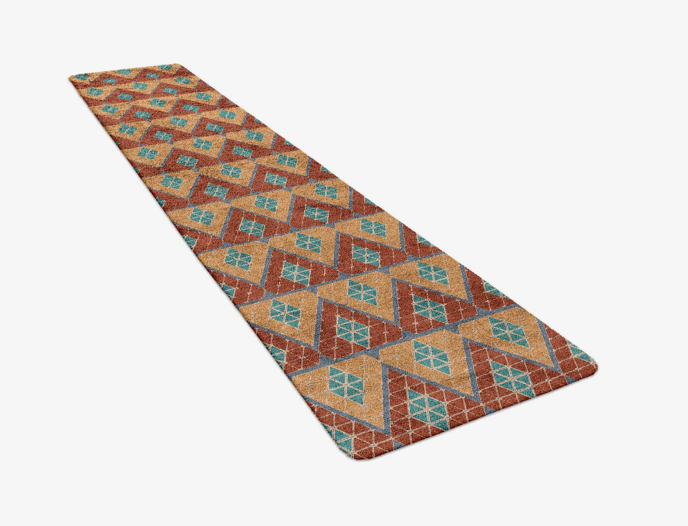Tiles Modern Geometrics Runner Hand Tufted Bamboo Silk Custom Rug by Rug Artisan