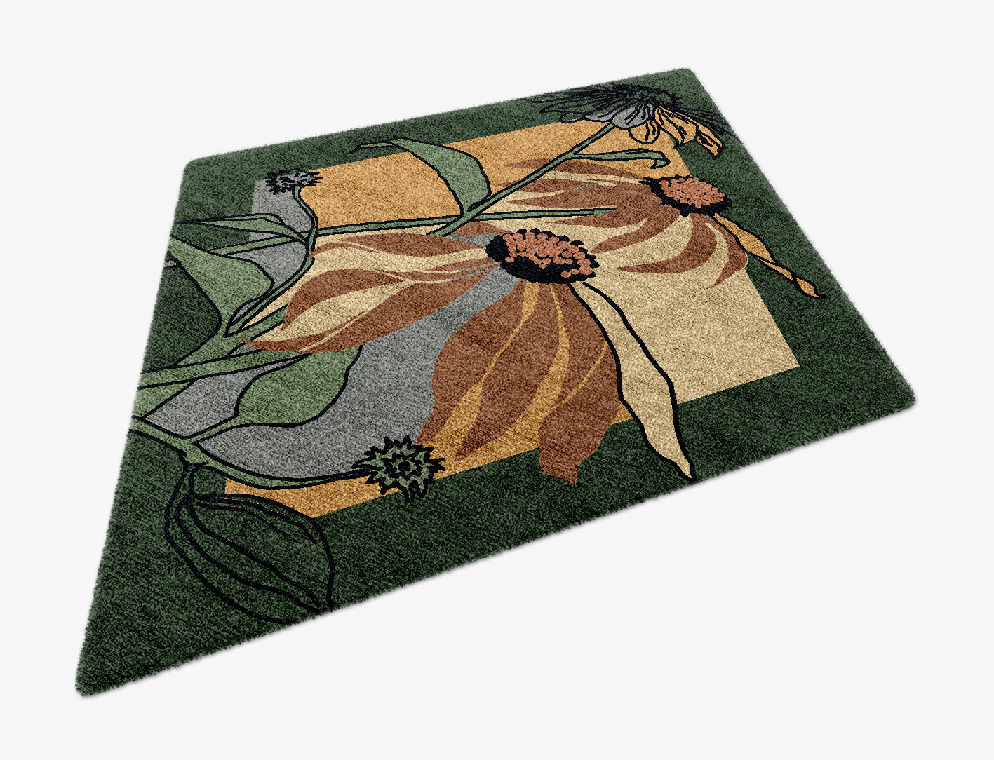 Tithonia Field of Flowers Diamond Hand Knotted Bamboo Silk Custom Rug by Rug Artisan