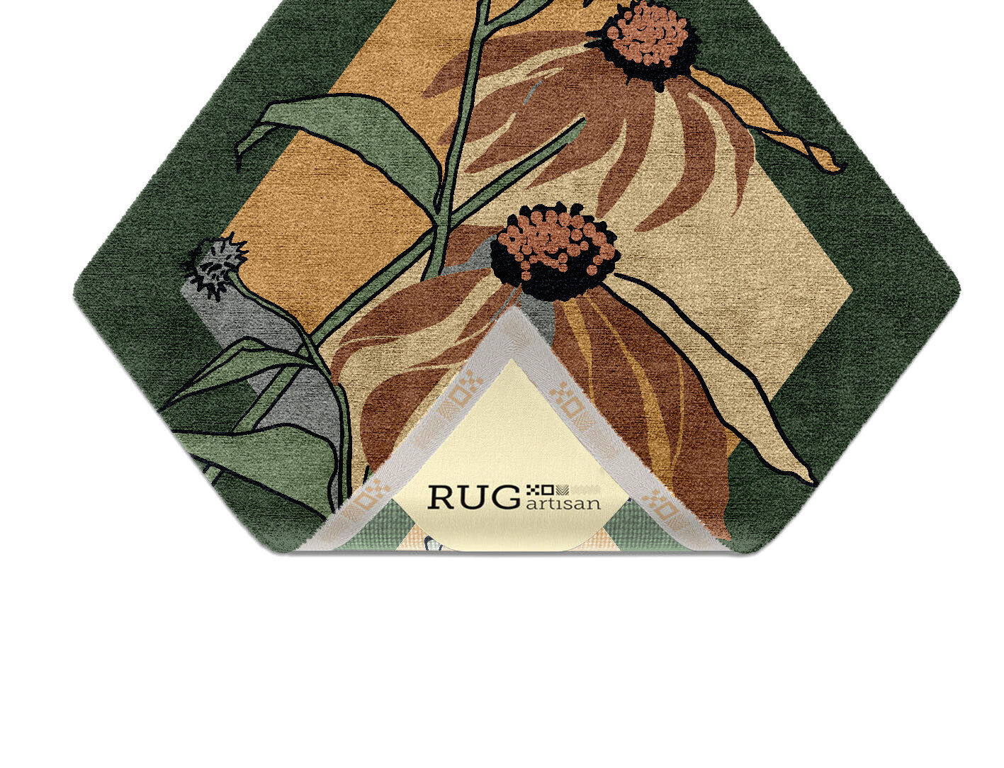 Tithonia Field of Flowers Diamond Hand Knotted Bamboo Silk Custom Rug by Rug Artisan