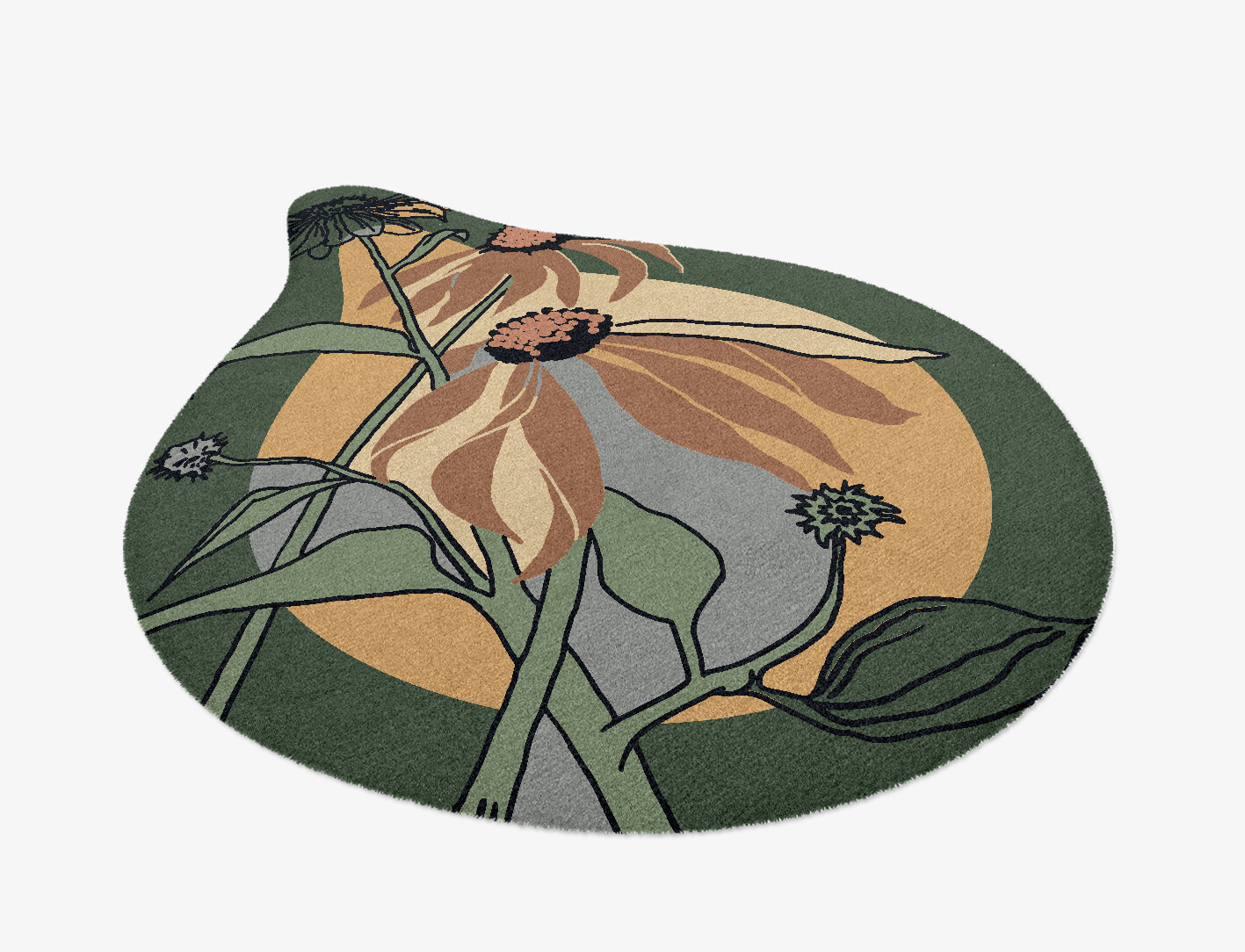 Tithonia Field of Flowers Drop Hand Knotted Tibetan Wool Custom Rug by Rug Artisan