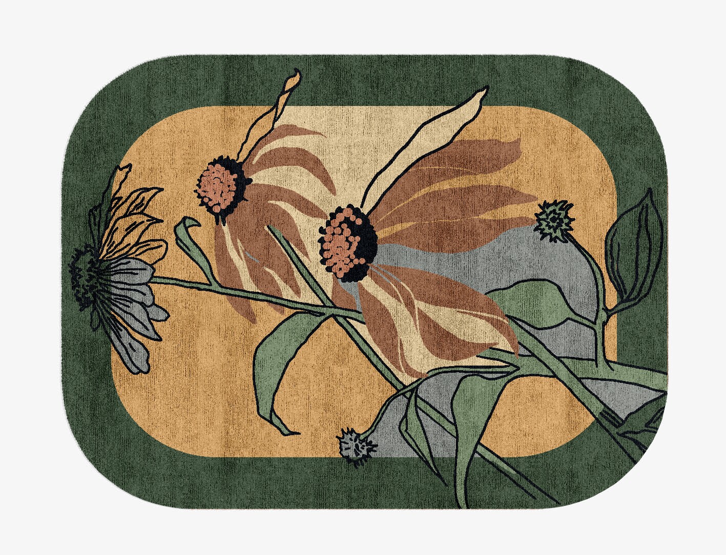 Tithonia Field of Flowers Oblong Hand Knotted Bamboo Silk Custom Rug by Rug Artisan