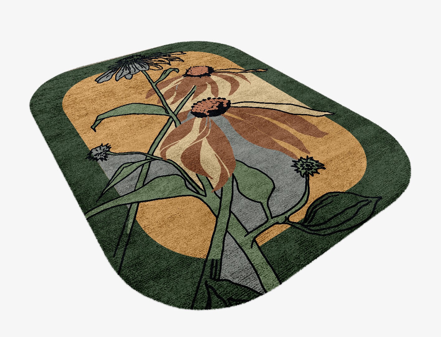 Tithonia Field of Flowers Oblong Hand Knotted Bamboo Silk Custom Rug by Rug Artisan