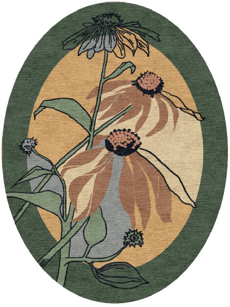 Tithonia Oval Hand Knotted Tibetan Wool custom handmade rug