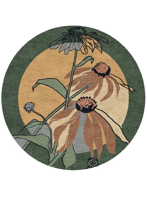 Tithonia Round Hand Knotted Tibetan Wool custom handmade rug