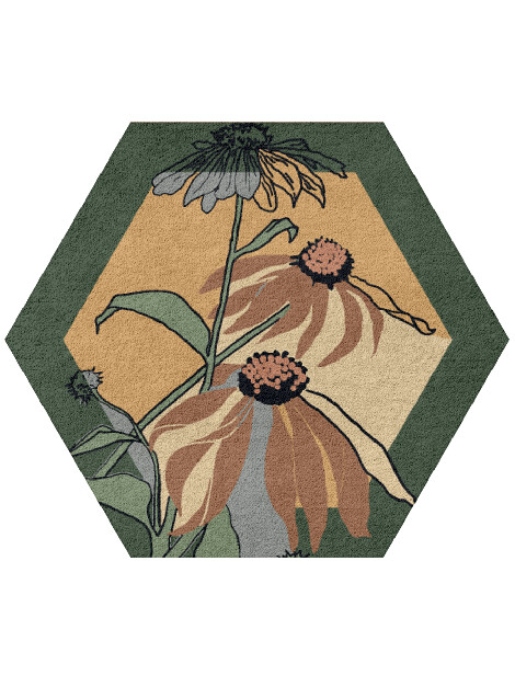 Tithonia Hexagon Hand Tufted Pure Wool custom handmade rug