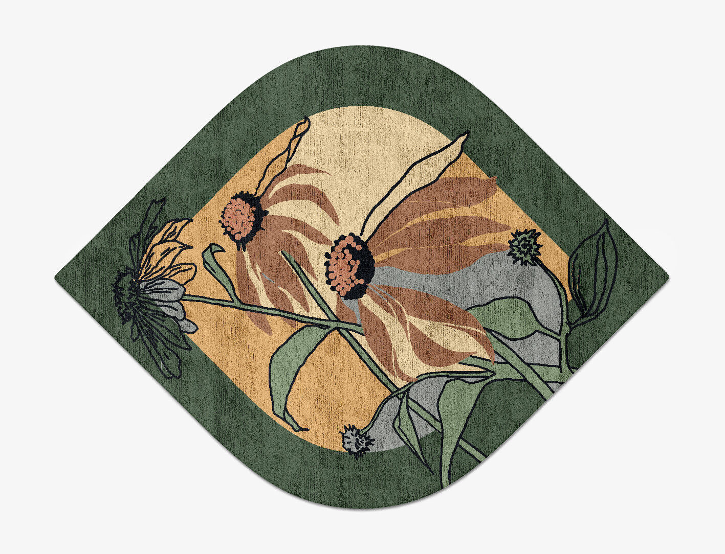 Tithonia Field of Flowers Ogee Hand Tufted Bamboo Silk Custom Rug by Rug Artisan