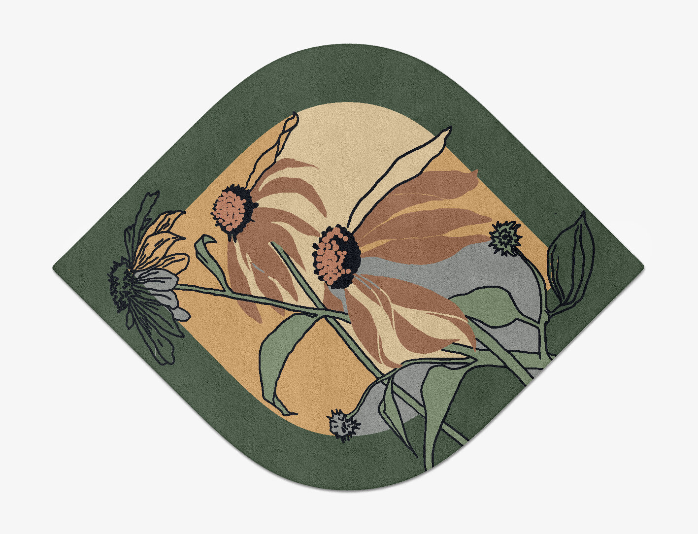 Tithonia Field of Flowers Ogee Hand Tufted Pure Wool Custom Rug by Rug Artisan