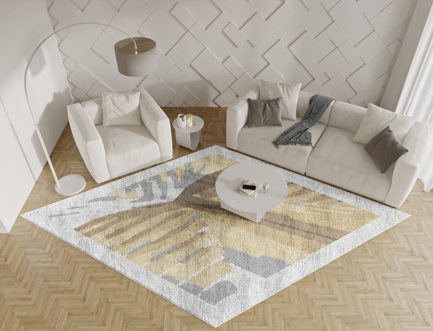Tori Origami Diamond Hand Knotted Bamboo Silk Custom Rug by Rug Artisan