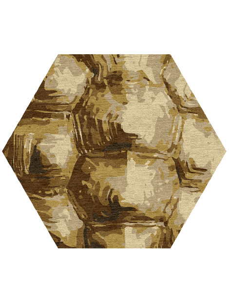 Tortoise Shell Animal Prints Hexagon Hand Knotted Tibetan Wool Custom Rug by Rug Artisan