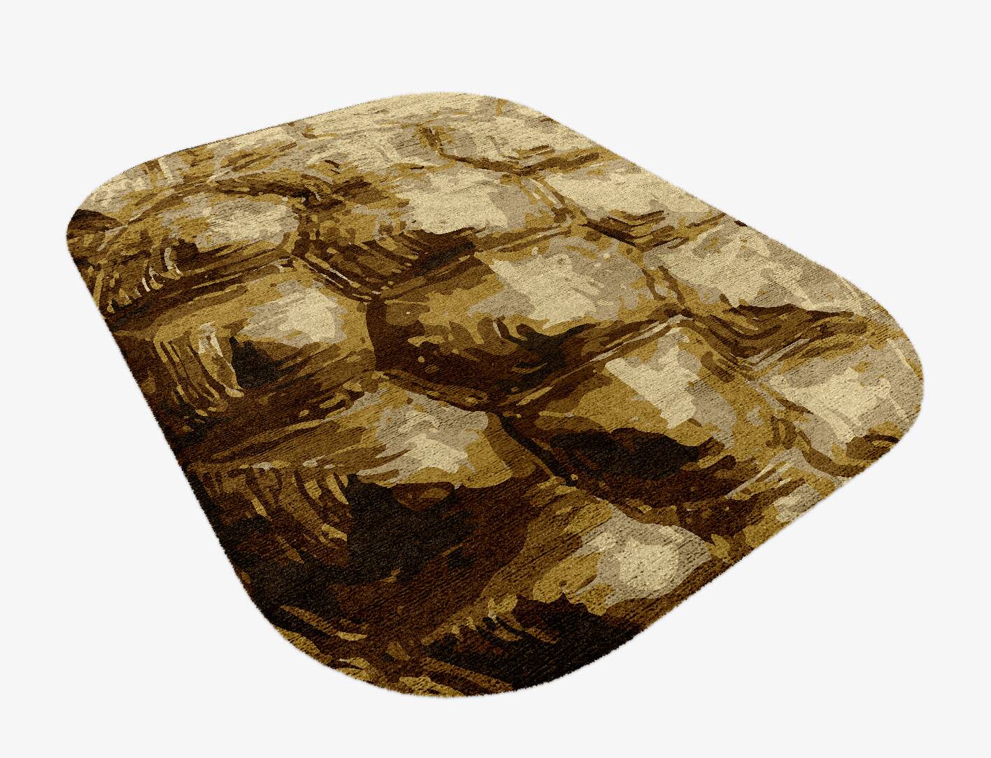 Tortoise Shell Animal Prints Oblong Hand Knotted Bamboo Silk Custom Rug by Rug Artisan