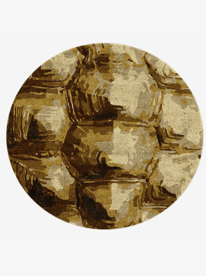 Tortoise Shell Animal Prints Round Hand Knotted Bamboo Silk Custom Rug by Rug Artisan
