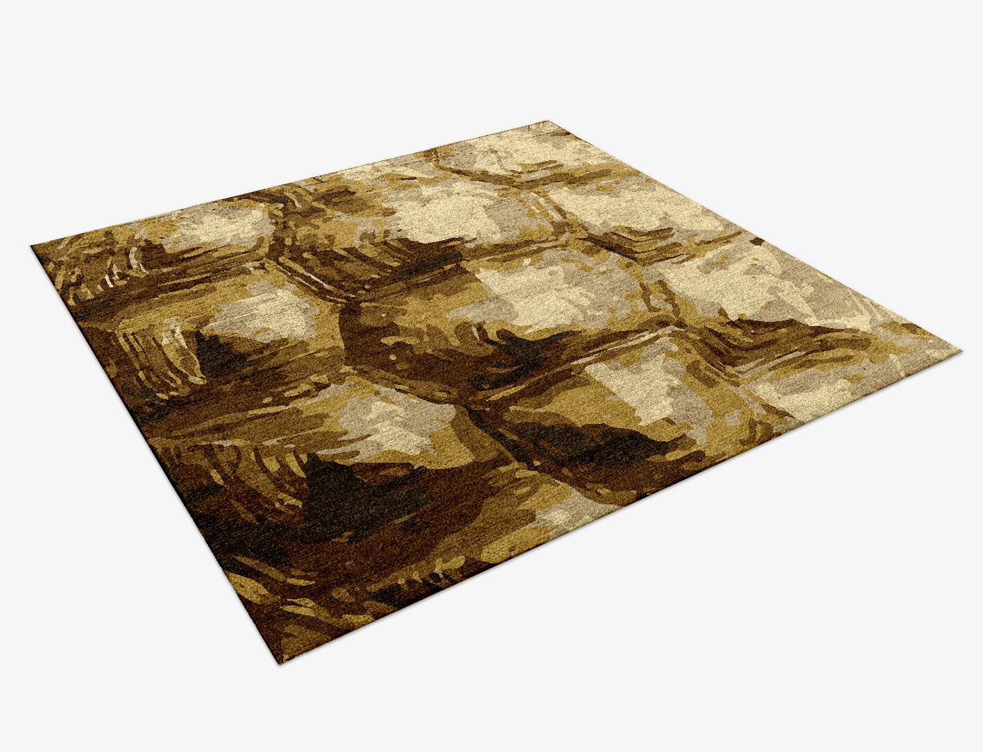 Tortoise Shell Animal Prints Square Hand Knotted Bamboo Silk Custom Rug by Rug Artisan