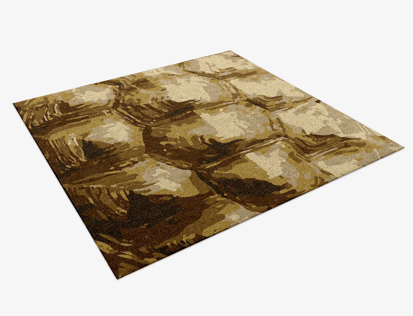 Tortoise Shell Animal Prints Square Hand Knotted Tibetan Wool Custom Rug by Rug Artisan