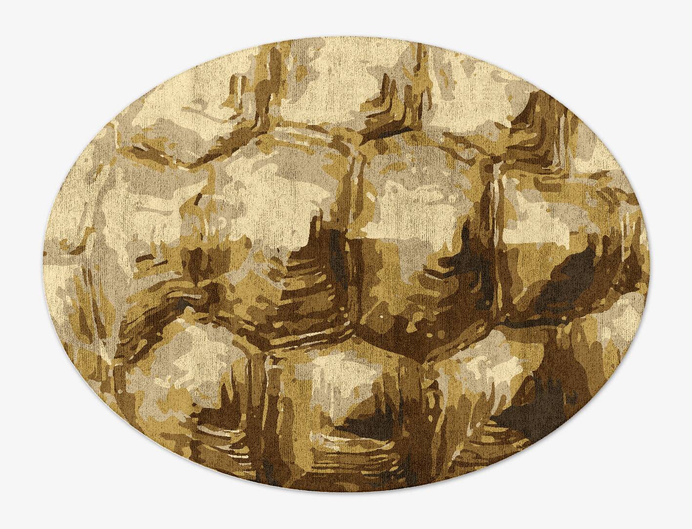 Tortoise Shell Animal Prints Oval Hand Tufted Bamboo Silk Custom Rug by Rug Artisan