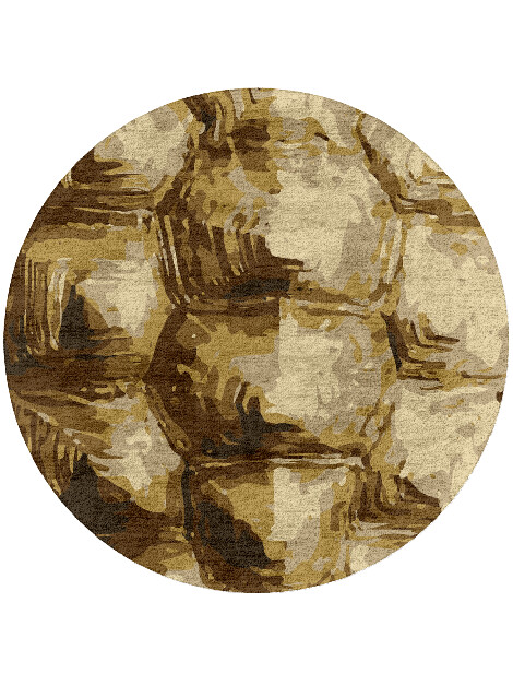 Tortoise Shell Animal Prints Round Hand Tufted Bamboo Silk Custom Rug by Rug Artisan