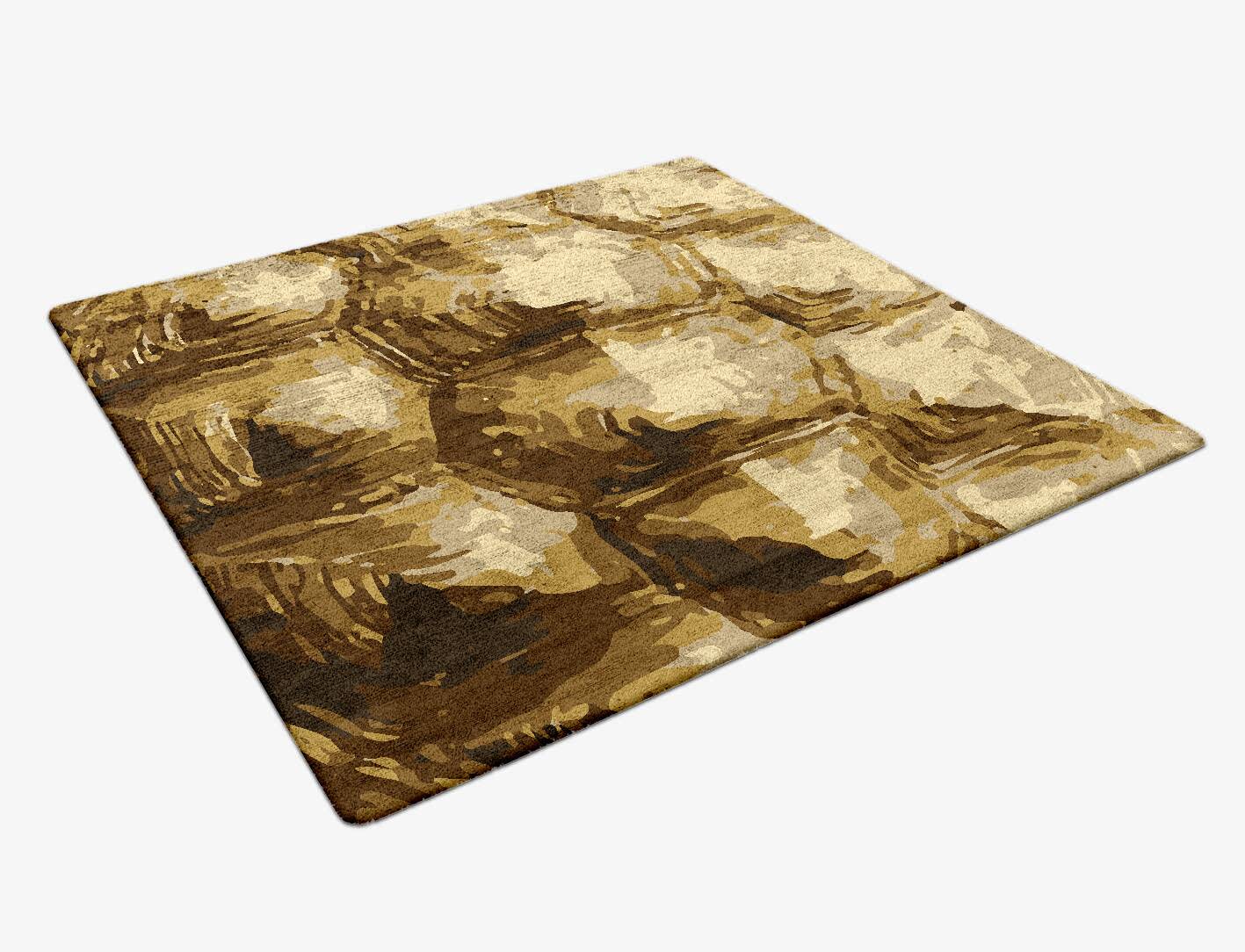 Tortoise Shell Animal Prints Square Hand Tufted Bamboo Silk Custom Rug by Rug Artisan