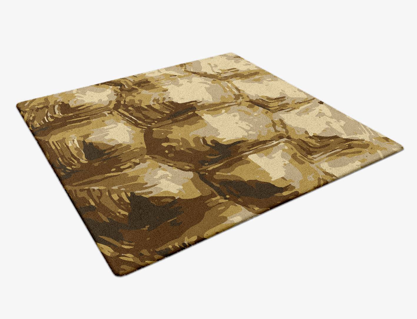 Tortoise Shell Animal Prints Square Hand Tufted Pure Wool Custom Rug by Rug Artisan