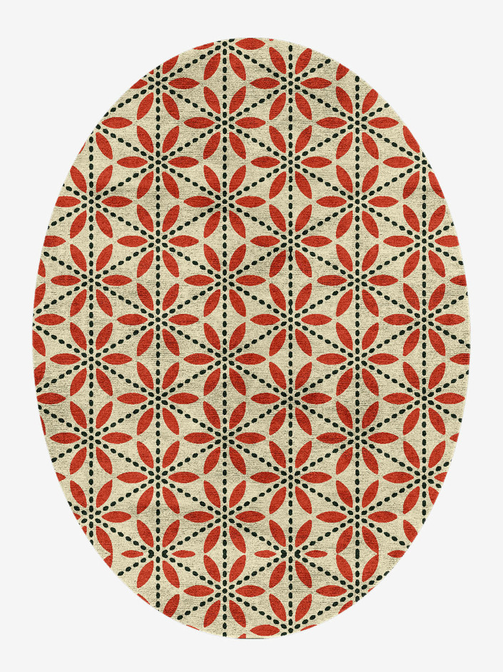 Trace Modern Geometrics Oval Hand Knotted Bamboo Silk Custom Rug by Rug Artisan