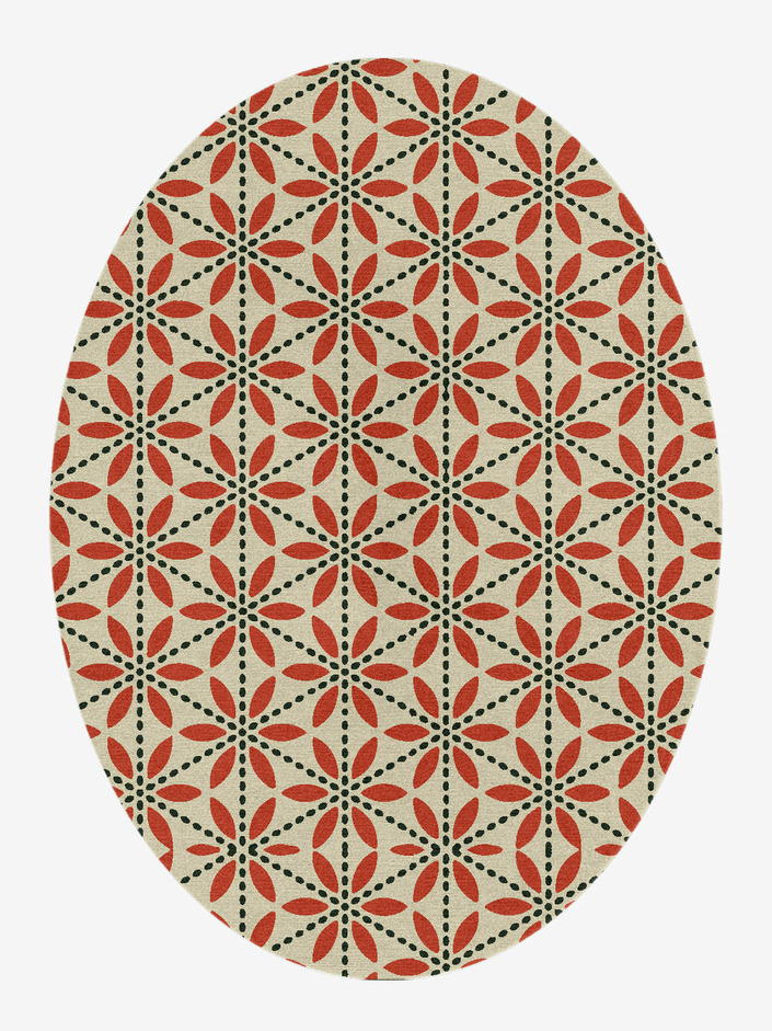 Trace Modern Geometrics Oval Hand Knotted Tibetan Wool Custom Rug by Rug Artisan