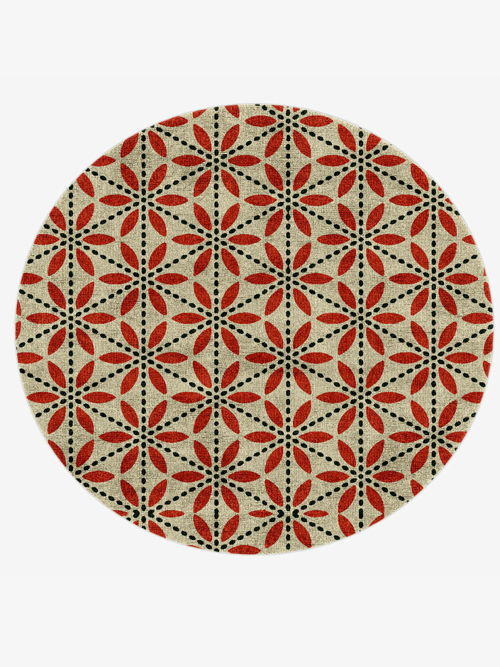Trace Modern Geometrics Round Hand Knotted Bamboo Silk Custom Rug by Rug Artisan